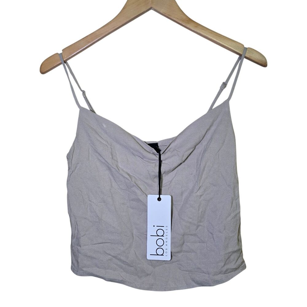 Bobi Los Angeles Women's XS Crop Camisole Beige Draped Front NWT